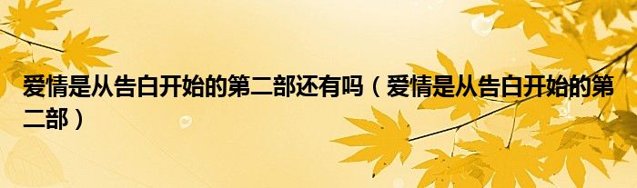 爱情是从告白开始的第二部还有吗（爱情是从告白开始的第二部）