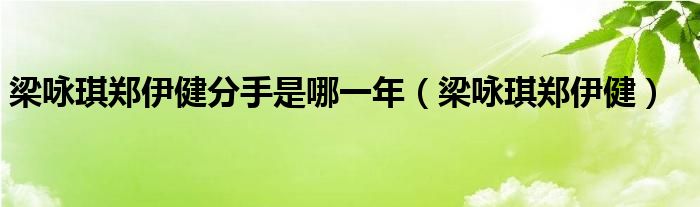 梁咏琪郑伊健分手是哪一年（梁咏琪郑伊健）