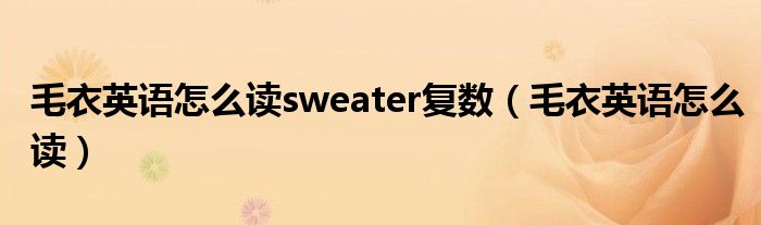 毛衣英语怎么读sweater复数（毛衣英语怎么读）