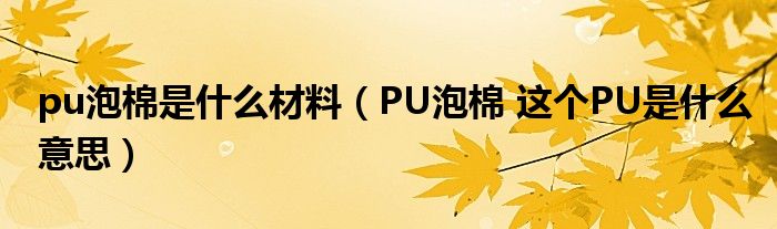 pu泡棉是什么材料（PU泡棉 这个PU是什么意思）