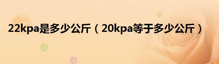 22kpa是多少公斤（20kpa等于多少公斤）