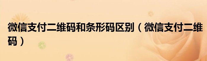 微信支付二维码和条形码区别（微信支付二维码）