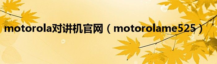 motorola对讲机官网（motorolame525）