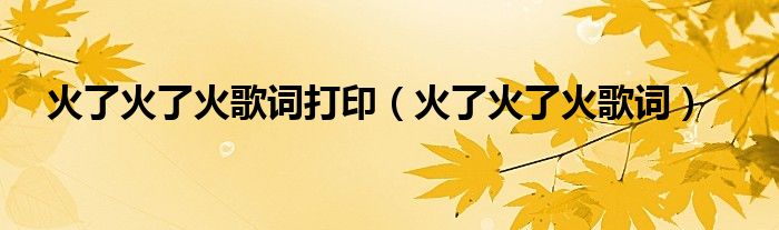 火了火了火歌词打印（火了火了火歌词）