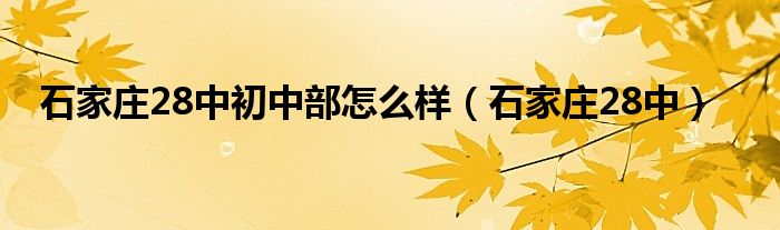 石家庄28中初中部怎么样（石家庄28中）