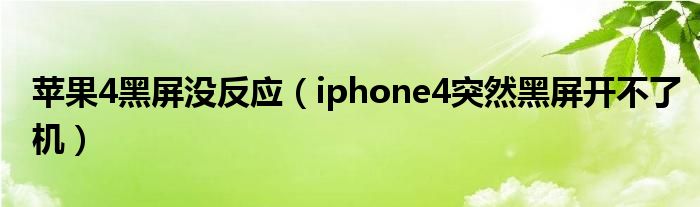 苹果4黑屏没反应（iphone4突然黑屏开不了机）