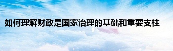 如何理解财政是国家治理的基础和重要支柱