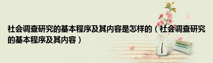 社会调查研究的基本程序及其内容是怎样的（社会调查研究的基本程序及其内容）