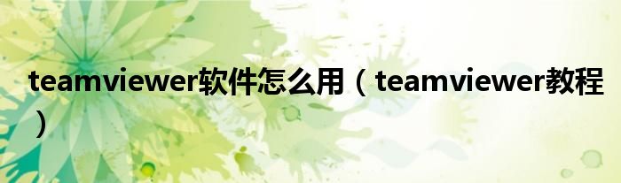 teamviewer软件怎么用（teamviewer教程）