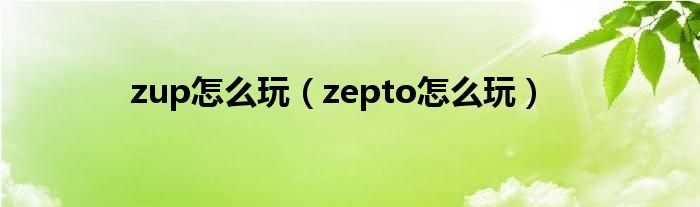 zup怎么玩（zepto怎么玩）