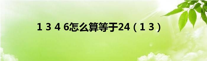 1 3 4 6怎么算等于24（1 3）