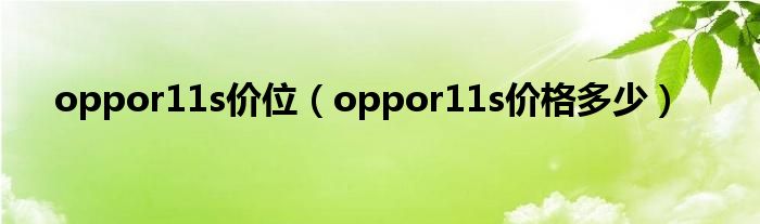 oppor11s价位（oppor11s价格多少）