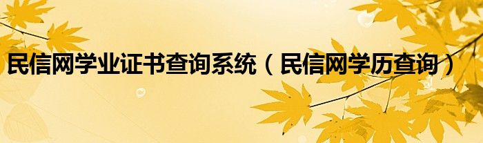 民信网学业证书查询系统（民信网学历查询）