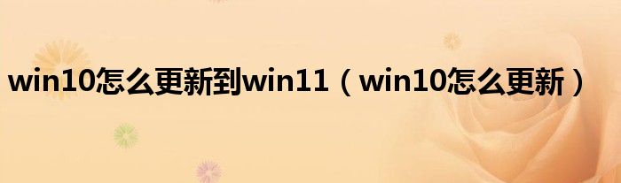 win10怎么更新到win11（win10怎么更新）