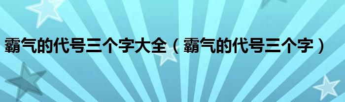 霸气的代号三个字大全（霸气的代号三个字）