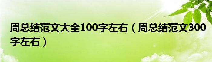 周总结范文大全100字左右（周总结范文300字左右）