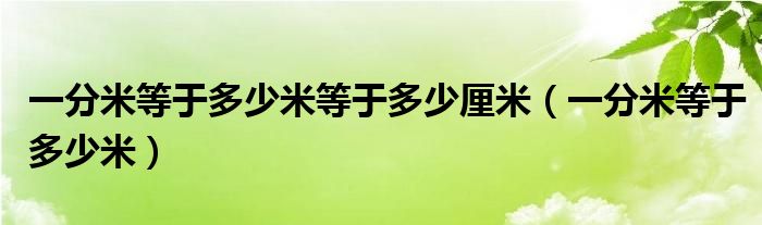 一分米等于多少米等于多少厘米（一分米等于多少米）