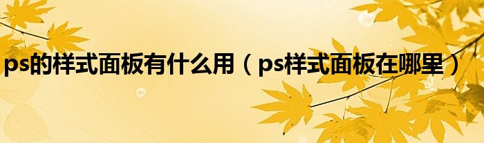 ps的样式面板有什么用（ps样式面板在哪里）