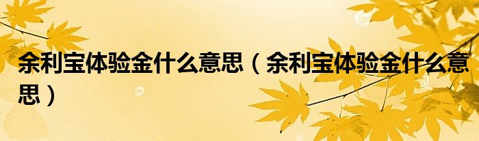 余利宝体验金什么意思（余利宝体验金什么意思）