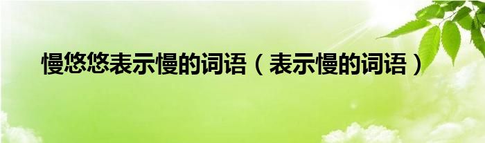 慢悠悠表示慢的词语（表示慢的词语）