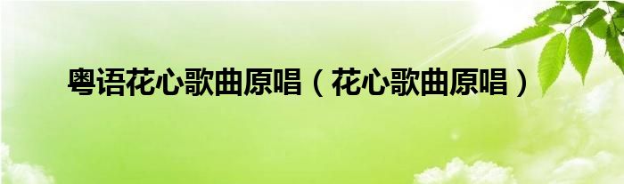 粤语花心歌曲原唱（花心歌曲原唱）