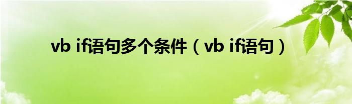 vb if语句多个条件（vb if语句）