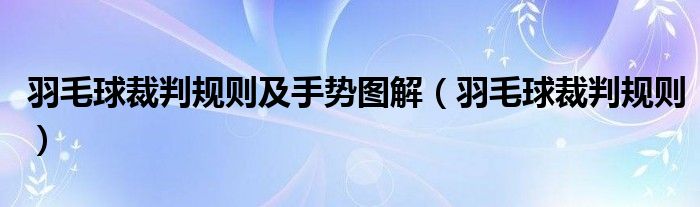 羽毛球裁判规则及手势图解（羽毛球裁判规则）