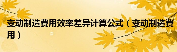 变动制造费用效率差异计算公式（变动制造费用）