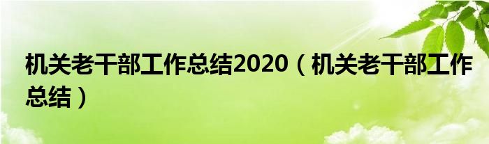 机关老干部工作总结2020（机关老干部工作总结）