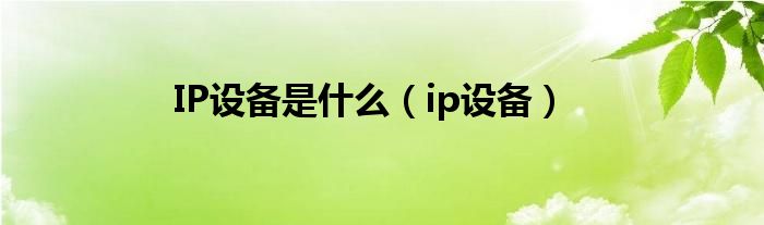 IP设备是什么（ip设备）