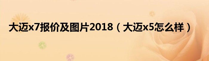 大迈x7报价及图片2018（大迈x5怎么样）