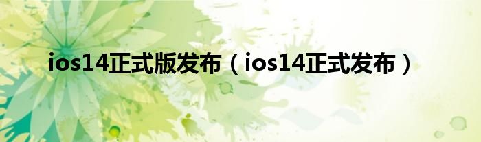 ios14正式版发布（ios14正式发布）