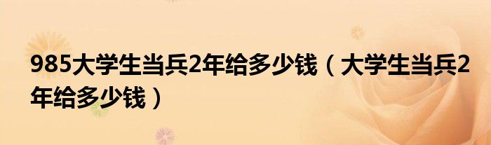 985大学生当兵2年给多少钱（大学生当兵2年给多少钱）