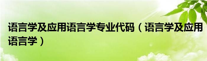 语言学及应用语言学专业代码（语言学及应用语言学）