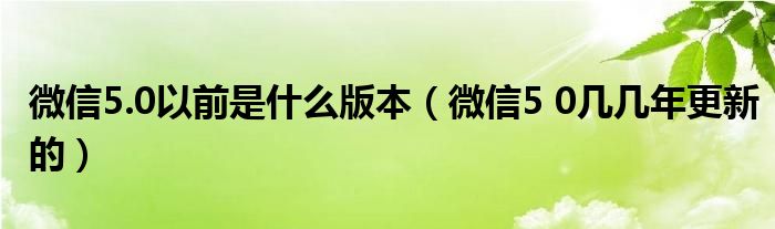 微信5.0以前是什么版本（微信5 0几几年更新的）