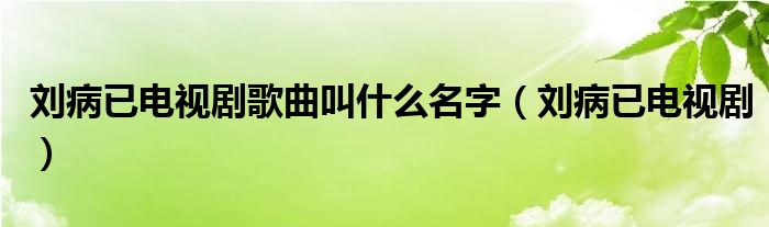 刘病已电视剧歌曲叫什么名字（刘病已电视剧）