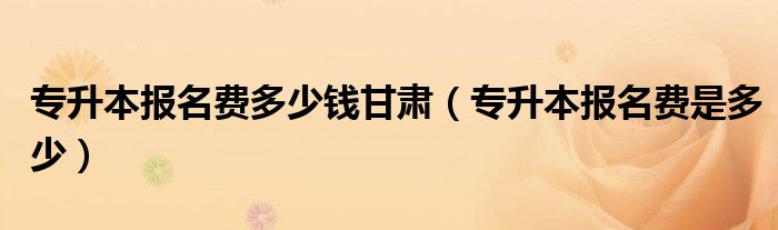 专升本报名费多少钱甘肃（专升本报名费是多少）