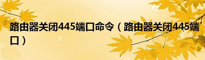 路由器关闭445端口命令（路由器关闭445端口）