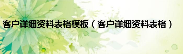 客户详细资料表格模板（客户详细资料表格）