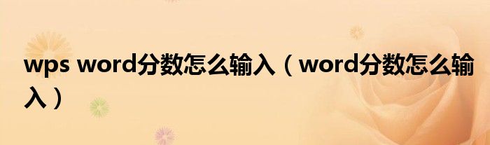 wps word分数怎么输入（word分数怎么输入）