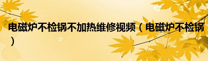 电磁炉不检锅不加热维修视频（电磁炉不检锅）