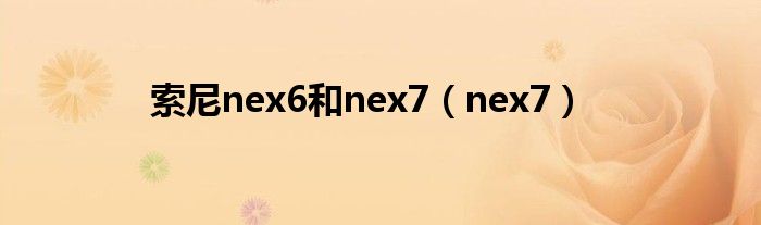 索尼nex6和nex7（nex7）