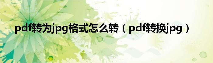 pdf转为jpg格式怎么转（pdf转换jpg）