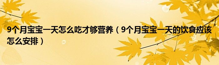 9个月宝宝一天怎么吃才够营养（9个月宝宝一天的饮食应该怎么安排）