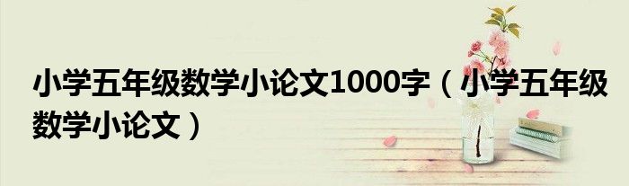 小学五年级数学小论文1000字（小学五年级数学小论文）