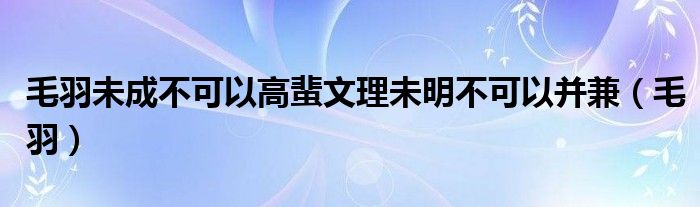 毛羽未成不可以高蜚文理未明不可以并兼（毛羽）