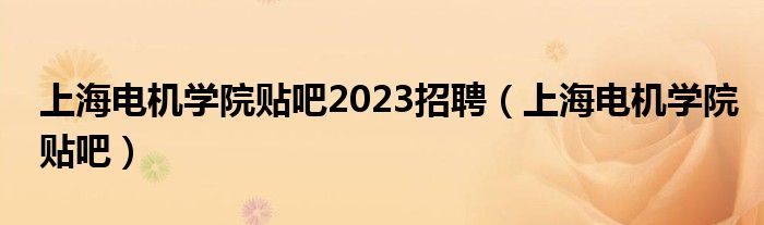 上海电机学院贴吧2023招聘（上海电机学院贴吧）