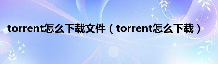 torrent怎么下载文件（torrent怎么下载）