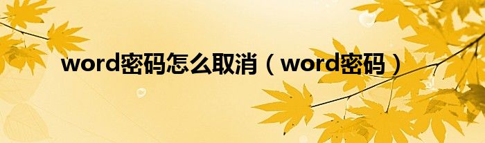 word密码怎么取消（word密码）