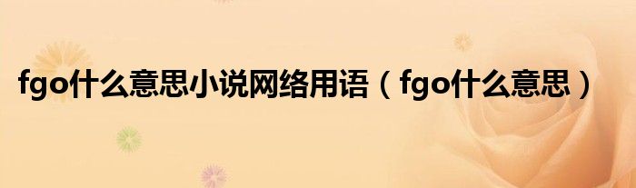 fgo什么意思小说网络用语（fgo什么意思）